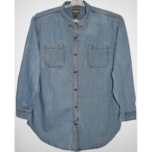 CE Schmidt Workwear 2XLT Long Sleeve Shirt 2 Chest Pocket Blue Denim 100% Cotton